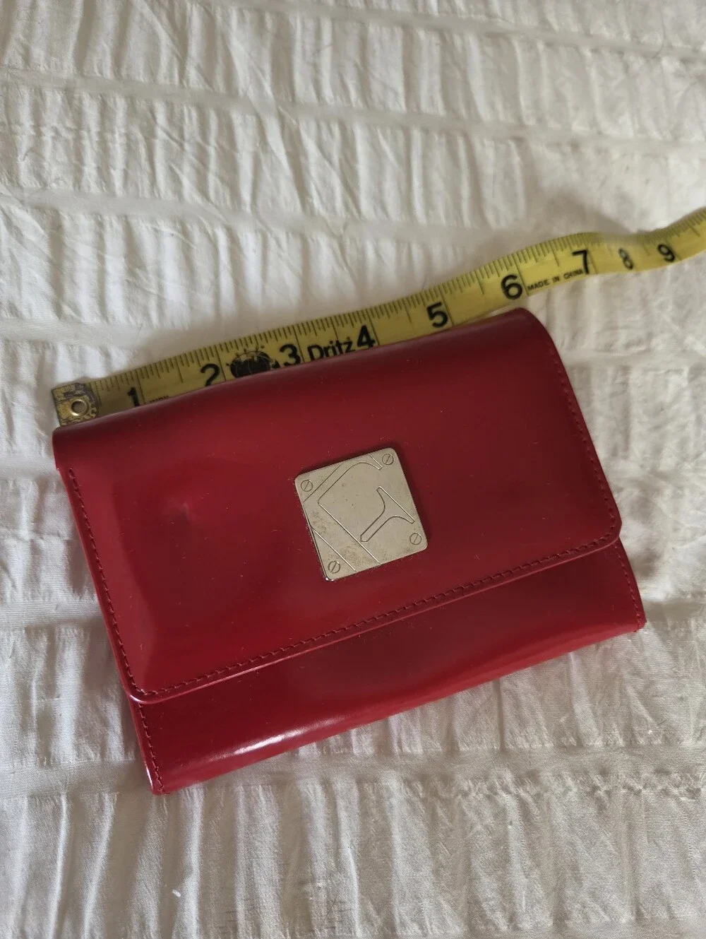 furla red leather continental wallet clutch made in italy snap closure